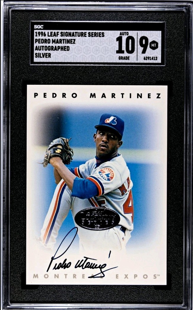 1996 Leaf Signature Pedro Martinez Silver Auto Autograph SGC 9/10 Auto