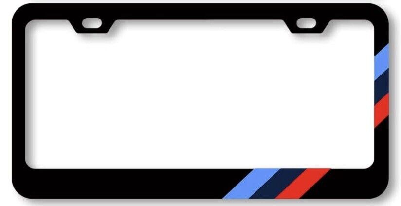 One M-Stripe Black License Plate Frame for BMW, High-grade 304 Stainless Steel