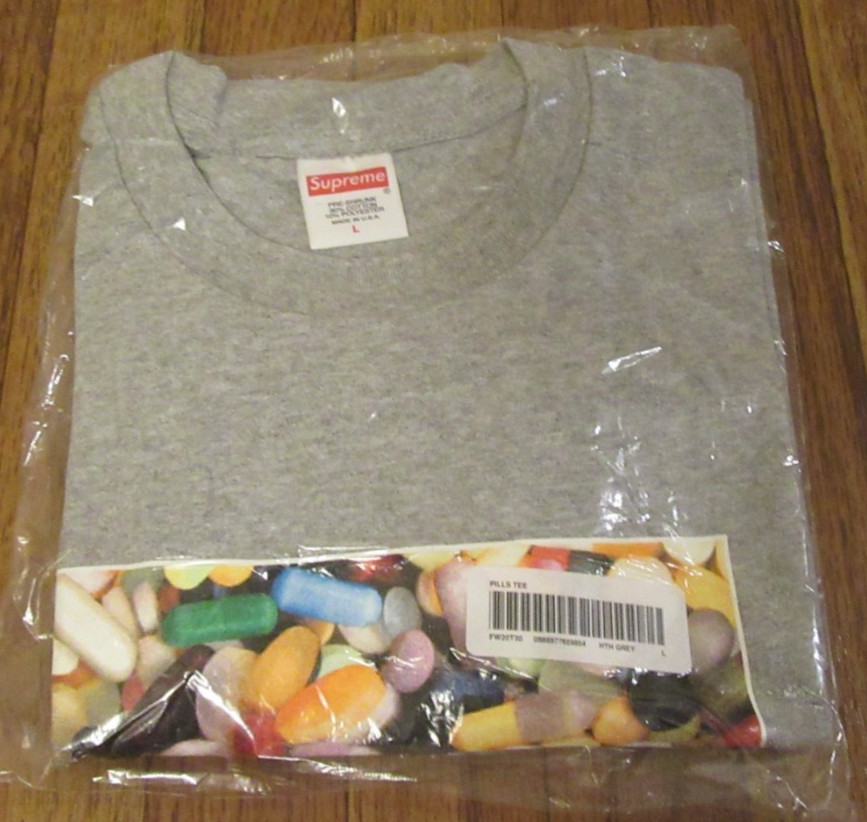 Supreme Pills Tee T-Shirt Size Large Heather Grey FW20 Supreme New York 2020 New