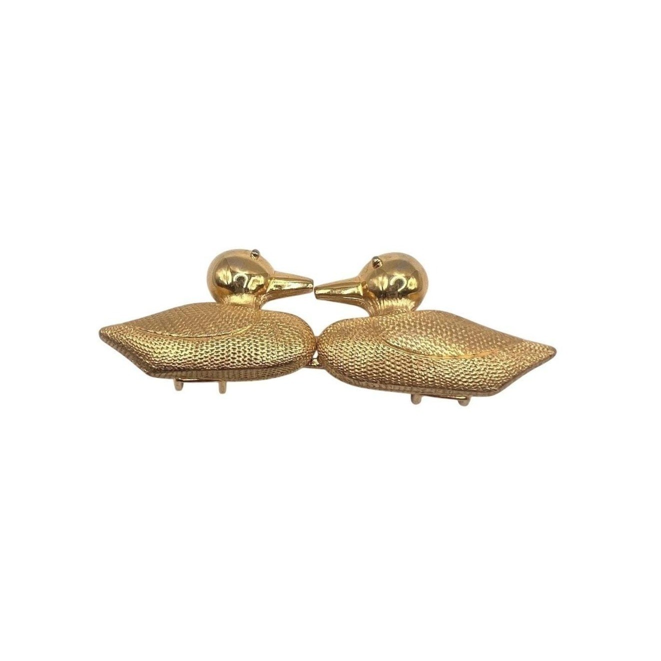 Dotty Smith Gold Tone Kissing Ducks Vintage Belt Buckle fits 1/2\