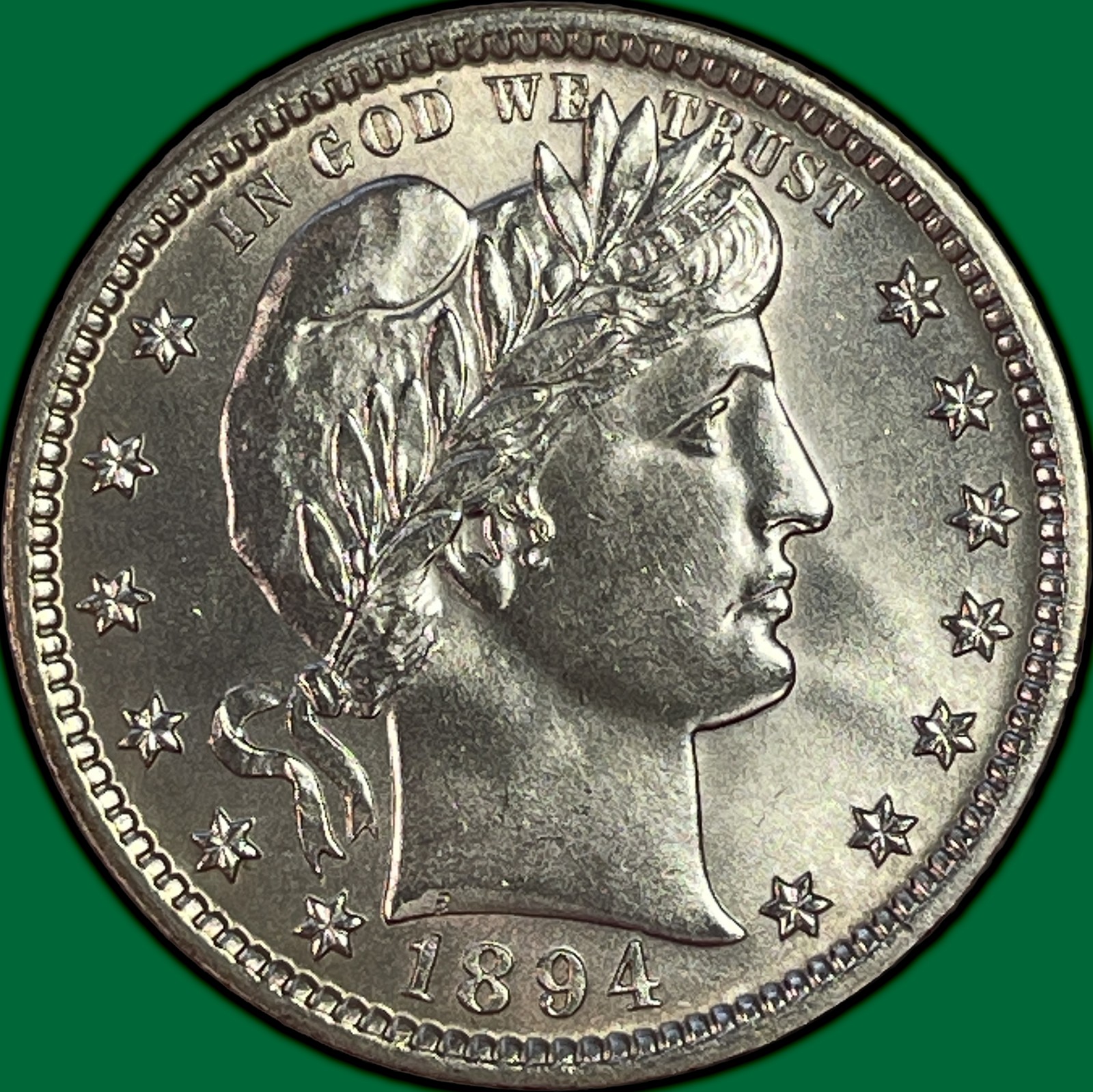 1894 Barber Quarter Brilliant Uncirculated BU Coin #46783