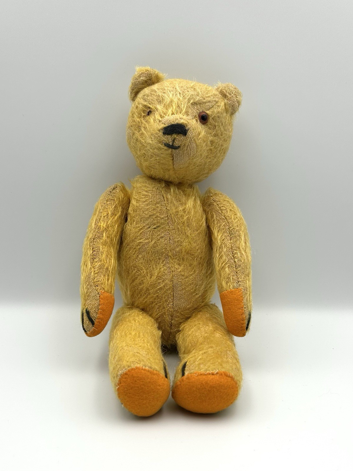 Antique 1930s Golden Mohair Fully Jointed Teddy Bear Missing One Eye TLC