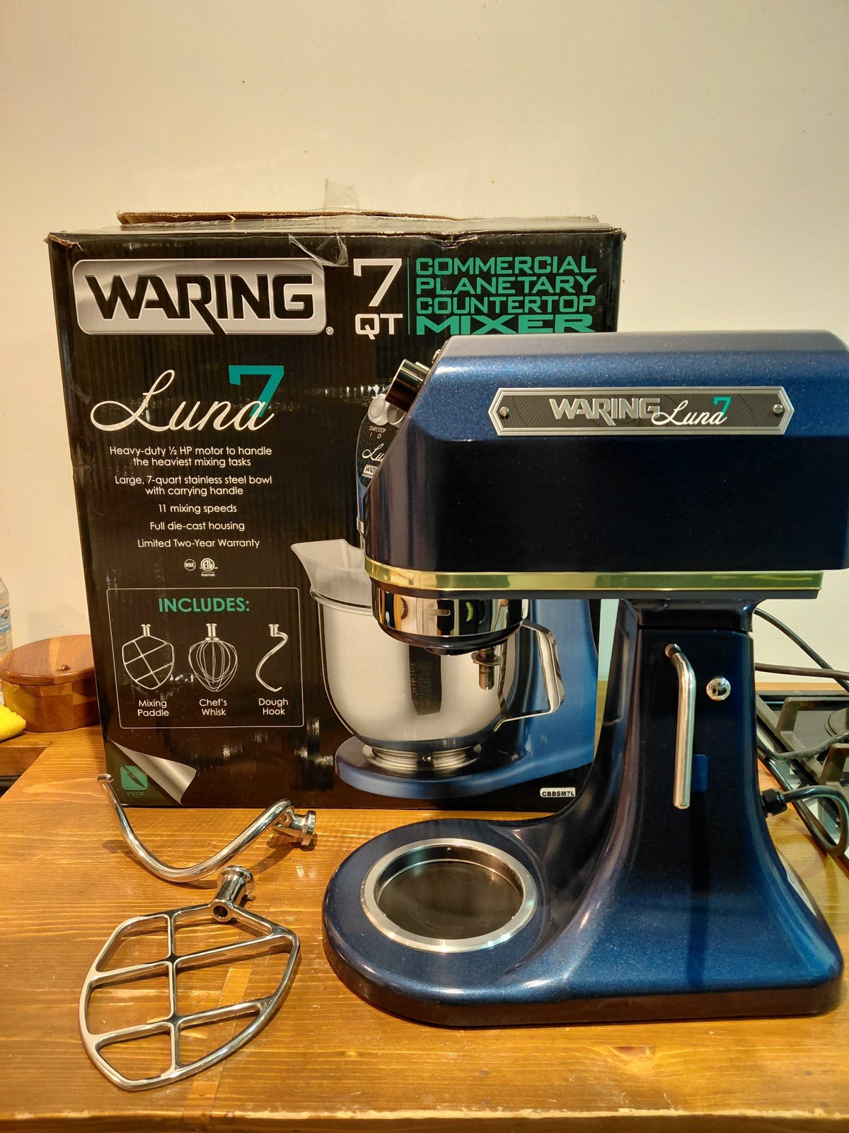 WARING WSM7L Commercial Luna Planetary Countertop 7Qt Stand Mixer PLEASE READ 