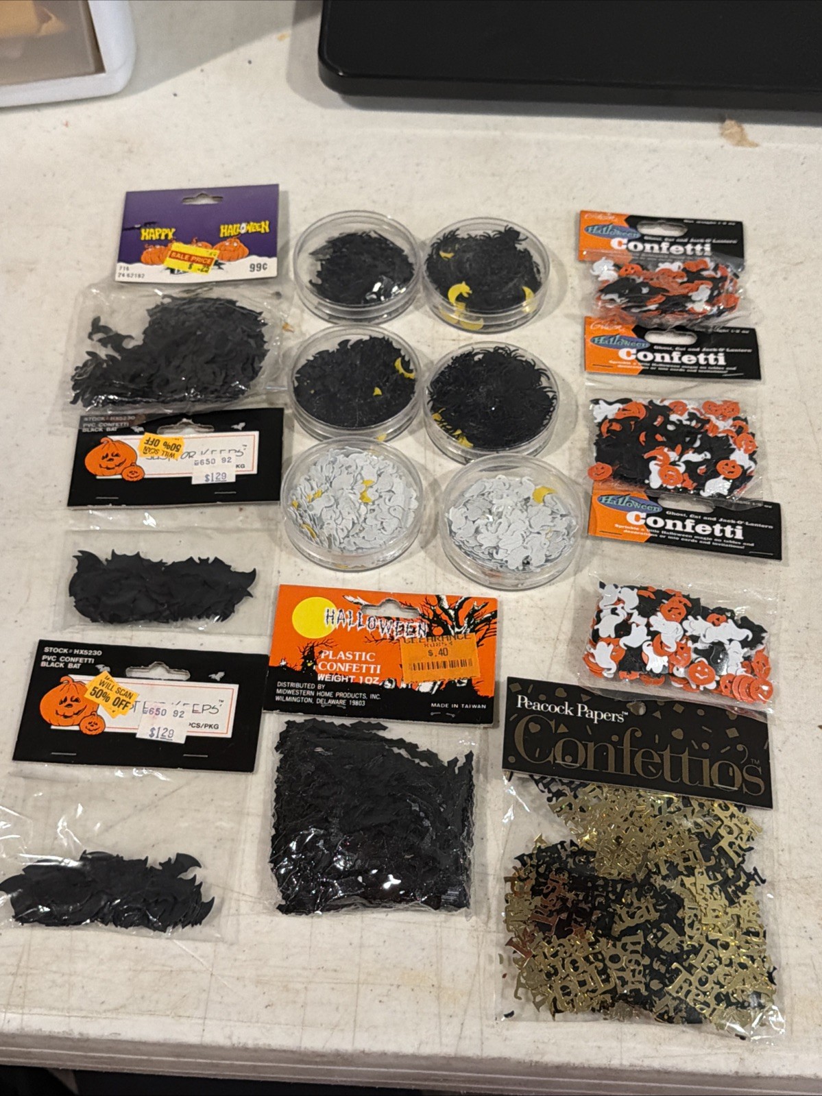 Vintage Halloween Confetti Ghost Black Cats Bats Trick-Or-Treat Vintage Halloween Confetti Ghost Black Cats Bats Trick-Or-Treat