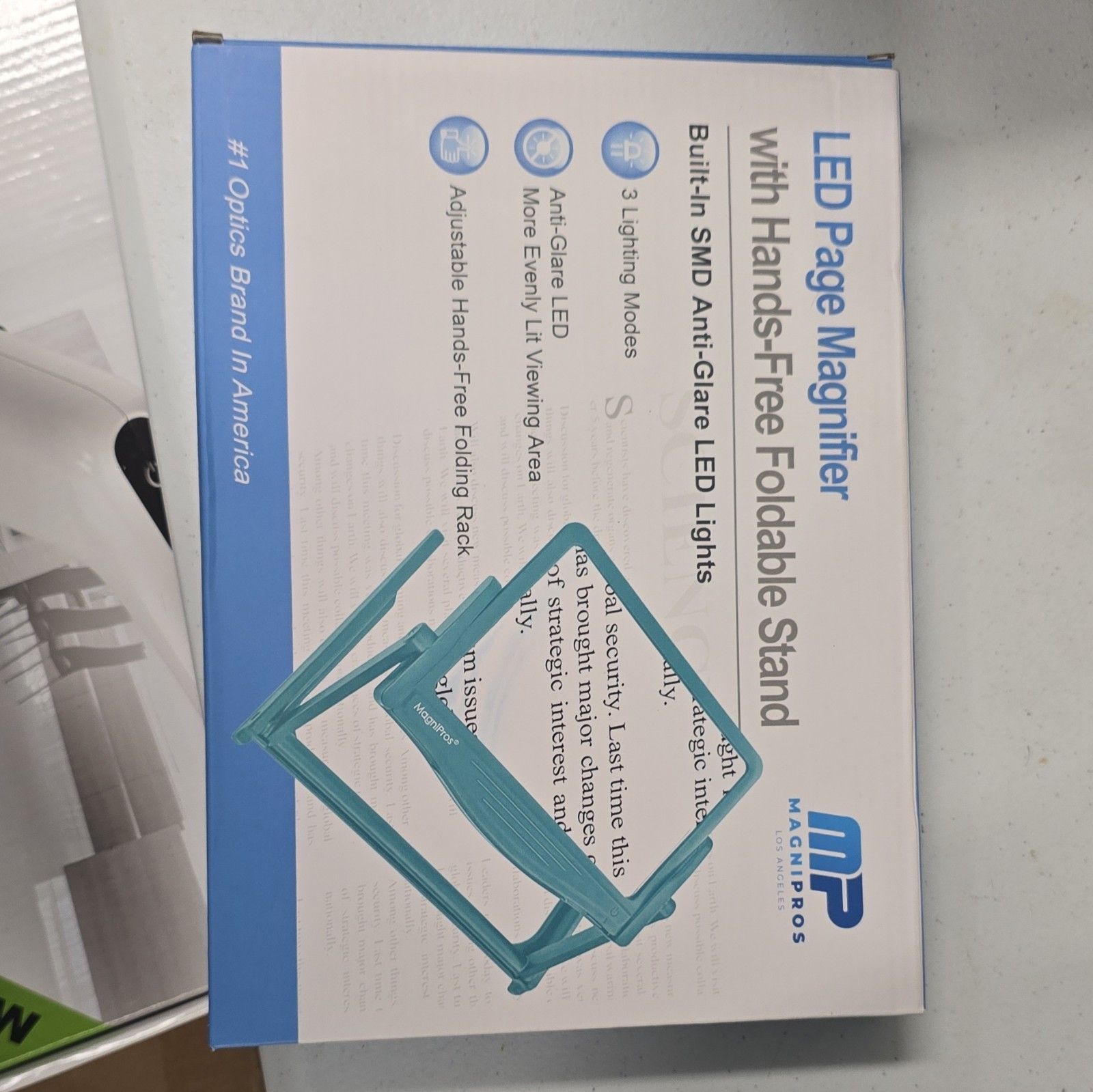 MagniPros LED Stand Page Magnifier 3x Hands-Free Foldable Anti-Glare Blue MagniPros LED Stand Page Magnifier 3x Hands-Free Foldable Anti-Glare Blue