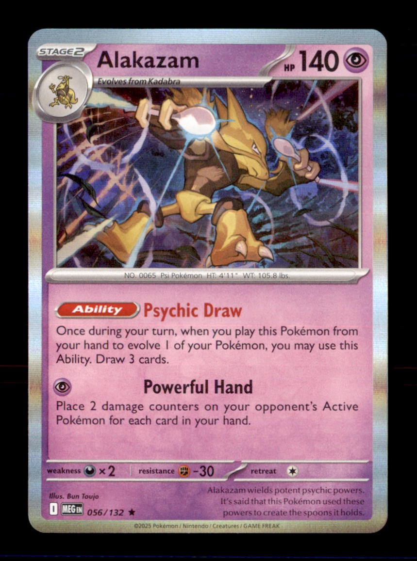 Alakazam 056/132 Rare Mega Evolution Pokemon Holo Near Mint Alakazam 056/132 Rare Mega Evolution Pokemon Holo Near Mint