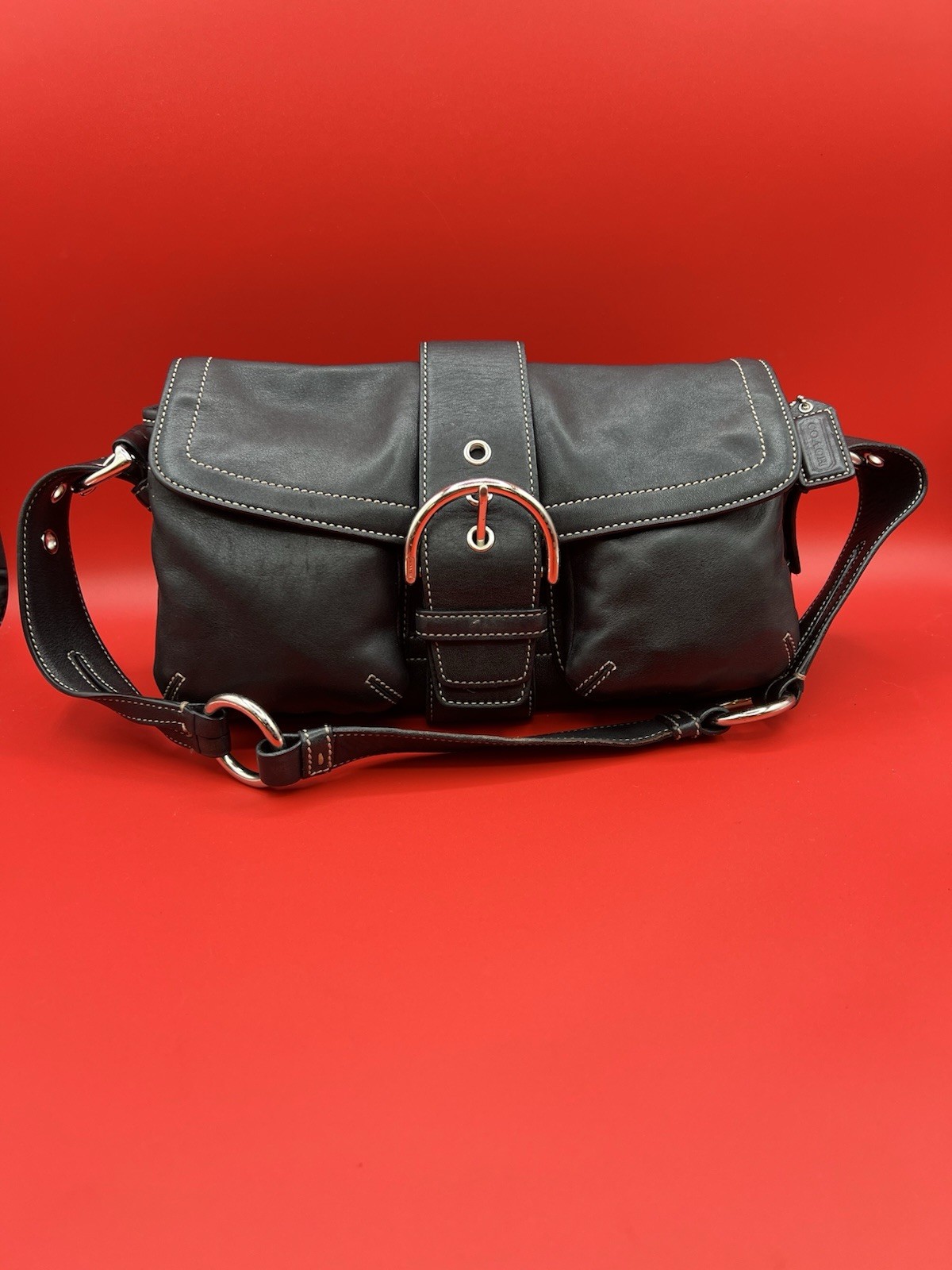 Vintage Coach Soho Flap Buckle Double Pocket Shoulder Bag No.3653 Y2K Boho Vintage Coach Soho Flap Buckle Double Pocket Shoulder Bag No.3653 Y2K Boho