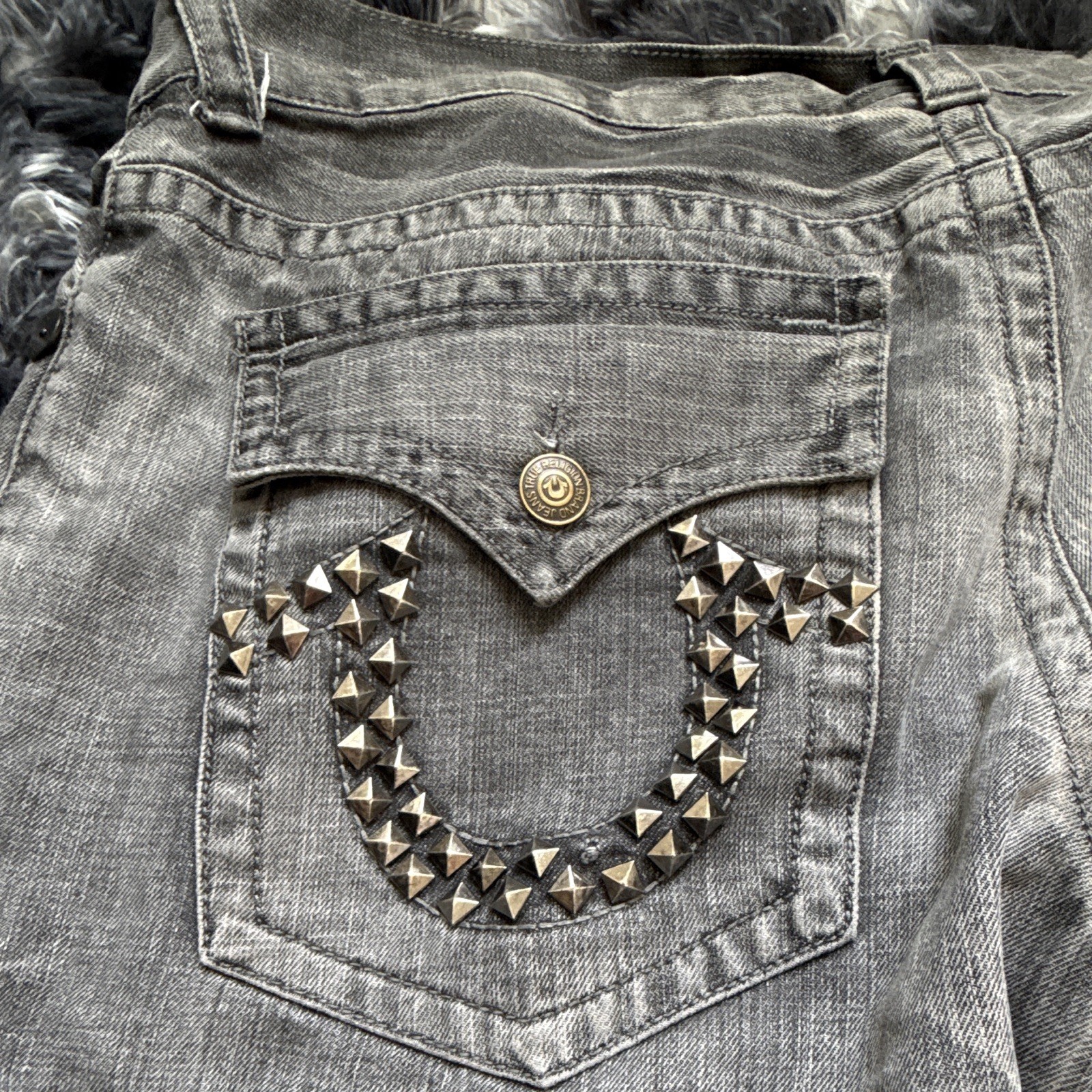 Vintage True Religion Studded Jeans Grey Made in USA Vintage True Religion Studded Jeans Grey Made in USA