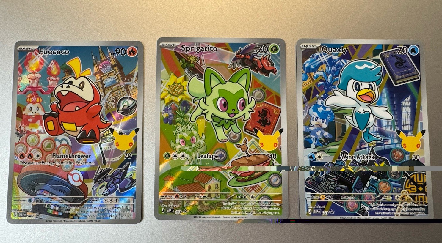 Sprigatito Fuecoco Quaxly SERIES 3 First Partner Illustration Gen9 FULL SET Sprigatito Fuecoco Quaxly SERIES 3 First Partner Illustration Gen9 FULL SET