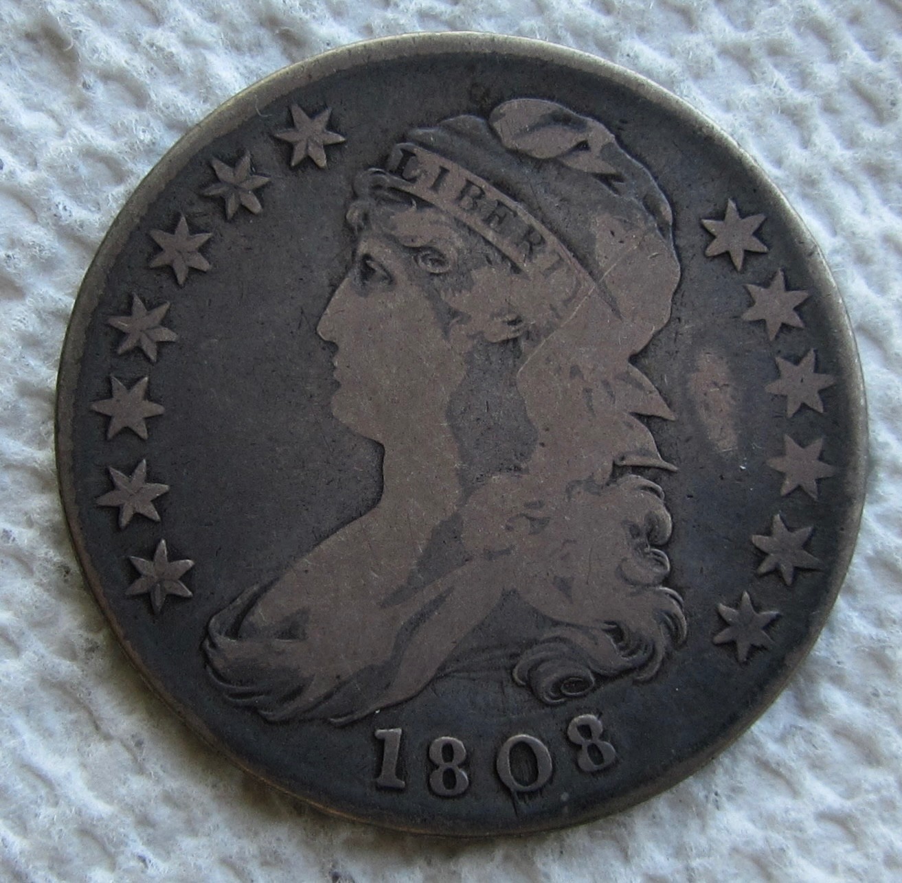 1808 Capped Bust Silver Half Dollar Rare Early Key Date Type Coin VF Scratched 1808 Capped Bust Silver Half Dollar Rare Early Key Date Type Coin VF Scratched