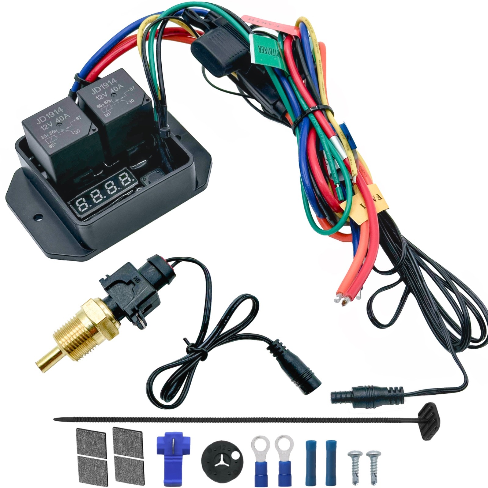 DIGITAL ADJUSTABLE THERMOSTAT DUAL ELECTRIC FAN 3/8 INCH NPT TEMPERATURE SWITCH