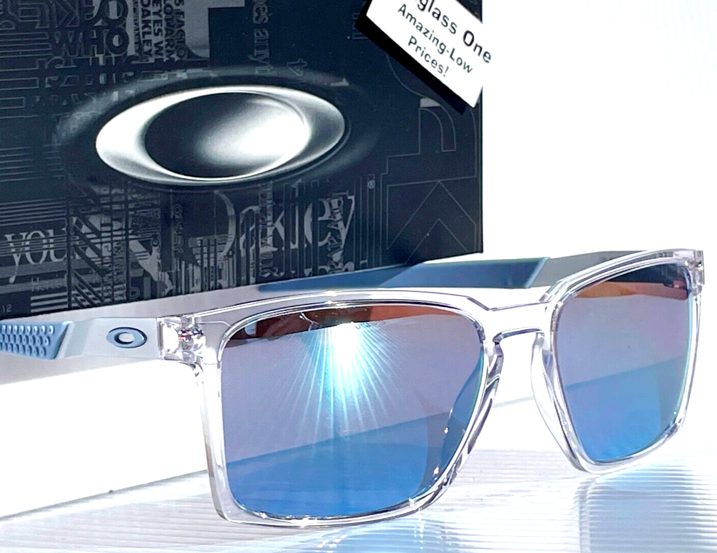 Oakley EXCHANGE SUN Shiny Clear POLARIZED PRIZM H2O Blue Lens Sunglass 9483-03