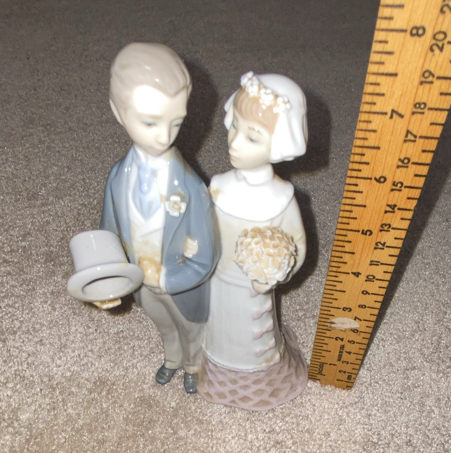 Lladró Porcelain Bride & Groom Wedding Figurine 1308 Hand Painted Signed 7in Lladró Porcelain Bride & Groom Wedding Figurine 1308 Hand Painted Signed 7in