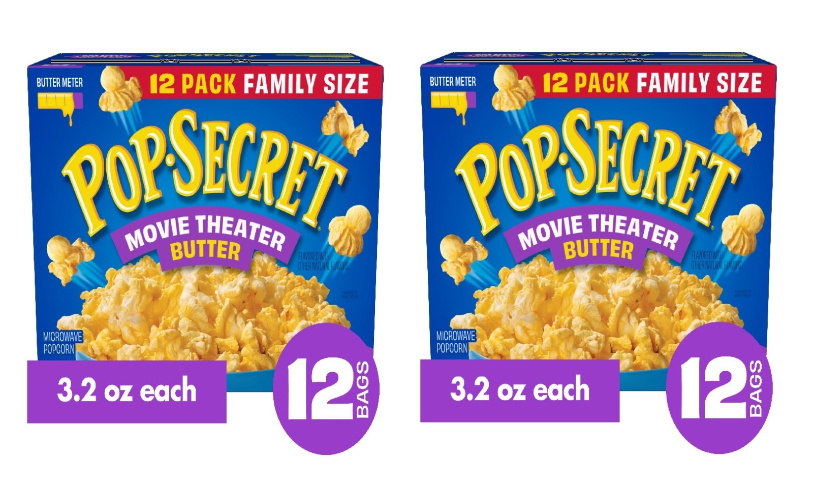 Pop Secret Movie Theater Butter Popcorn, 12 Ct (3 oz Bags) Pack of 2