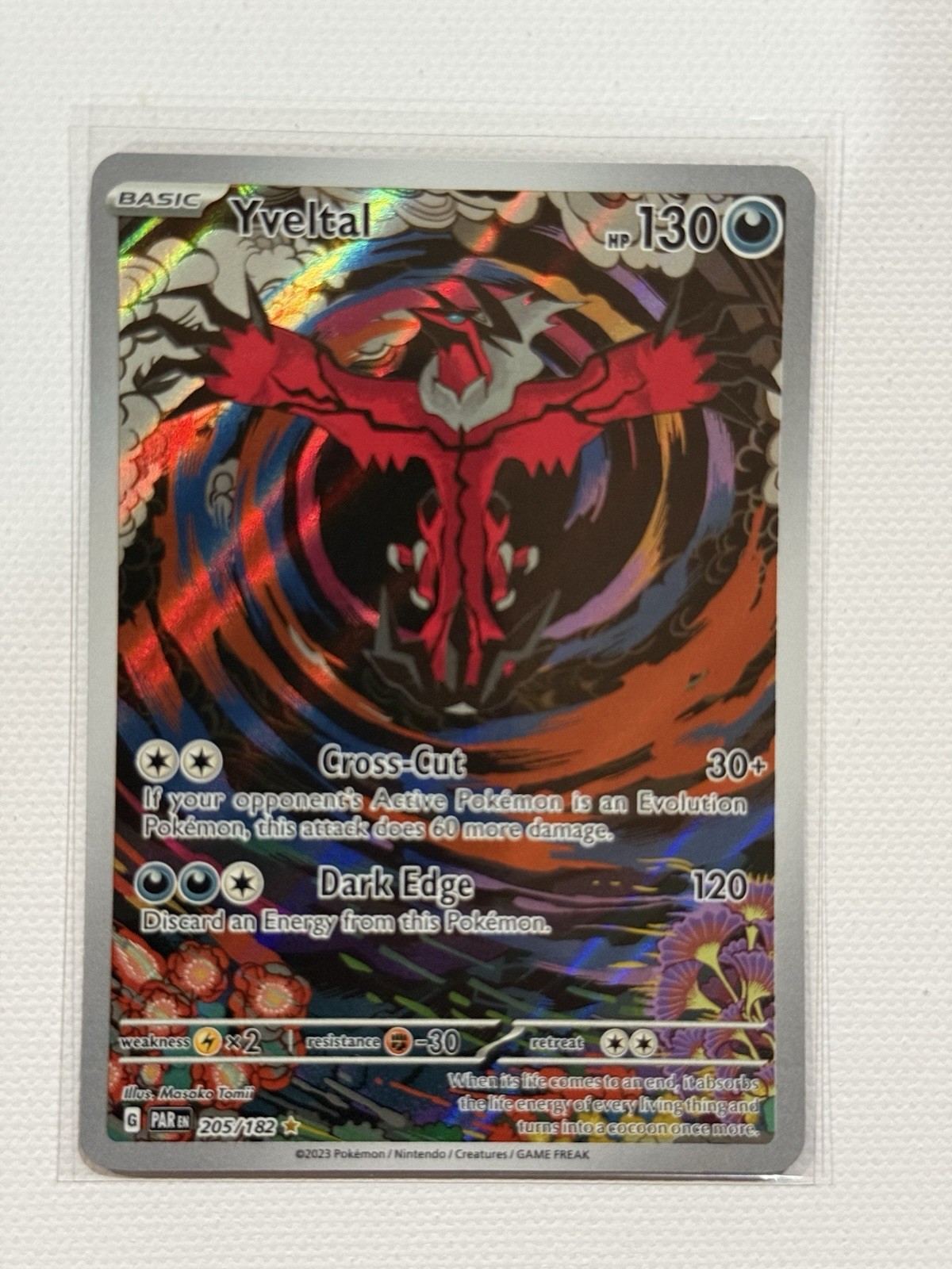 2023 Pokemon Paradox Rift Yveltal 205/182 Illustration Rare IR Holo NM