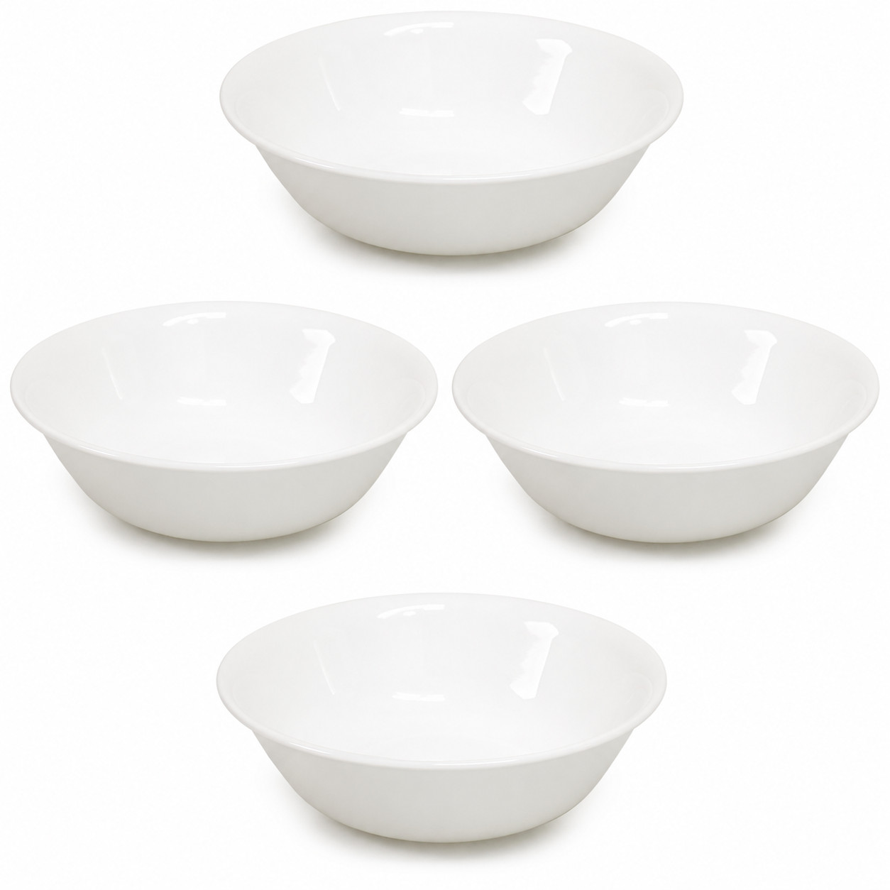 4pk- Corelle Vitrelle 1-Quart Serving Bowls Winter Frost White 8.5