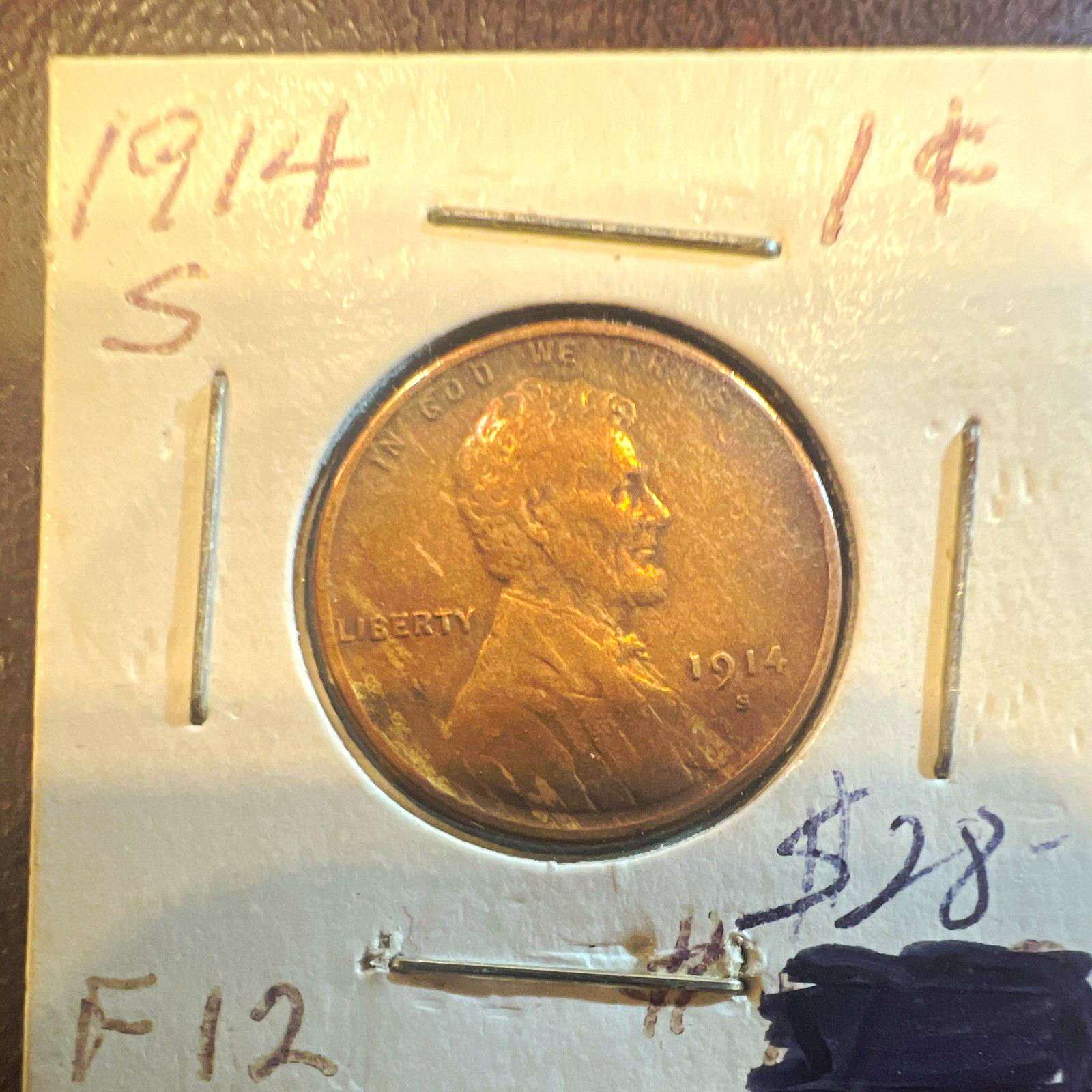 1914-S San Francisco Lincoln Wheat Small Cent 1C Brown in 2x2 Holder 1914-S San Francisco Lincoln Wheat Small Cent 1C Brown in 2x2 Holder