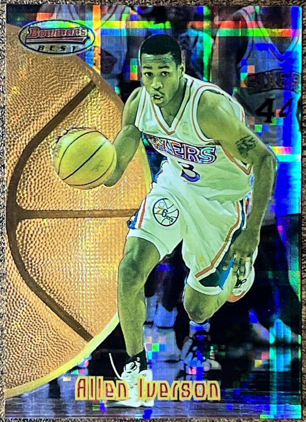 Allen Iverson 1997-98 Bowman's Best Preview Atomic Refractor #BBP1 76ers READ Allen Iverson 1997-98 Bowman's Best Preview Atomic Refractor #BBP1 76ers READ