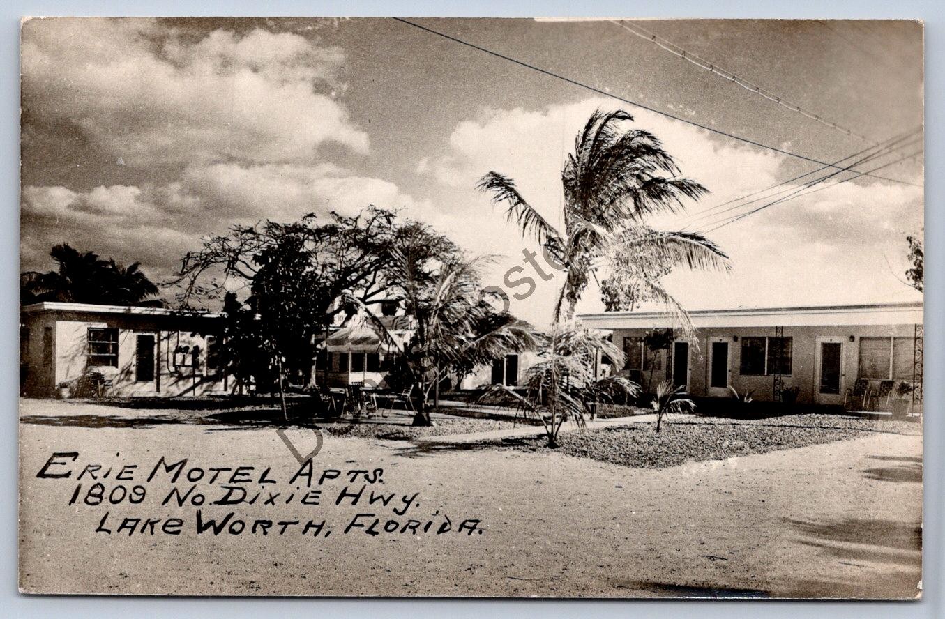 K66/ Lake Worth Florida RPPC Postcard c190s Erie Motel Apartments  393