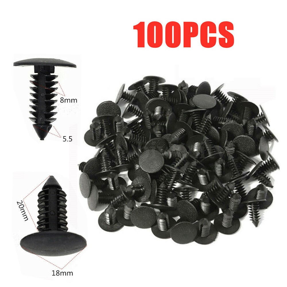 100PCS Bumper Clips Auto Car Hole 8mm Plastic Rivets Fastener Fender Push Pin