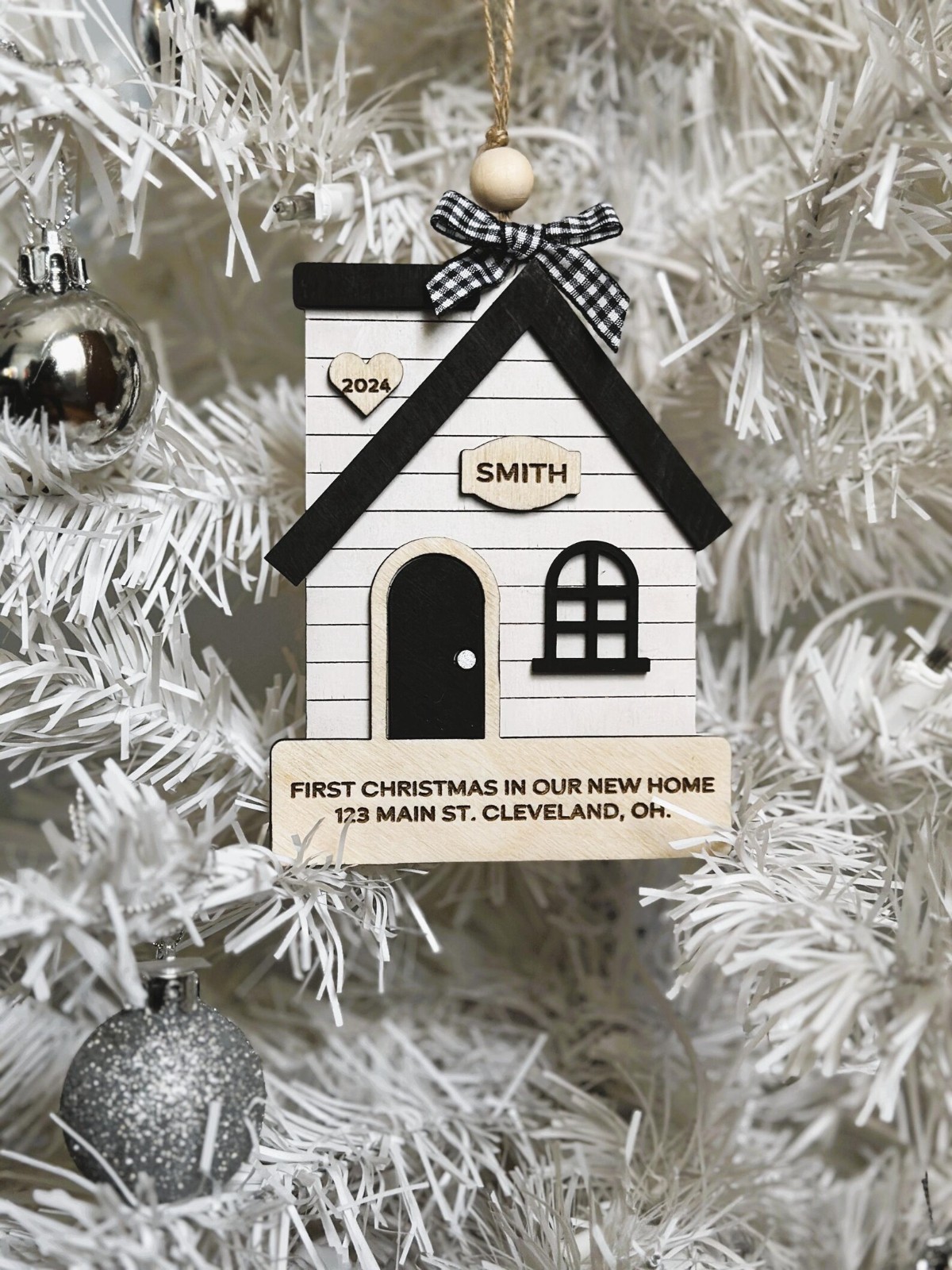 Personalized First Home Ornament 2026– Rustic Wood Housewarming Gift
