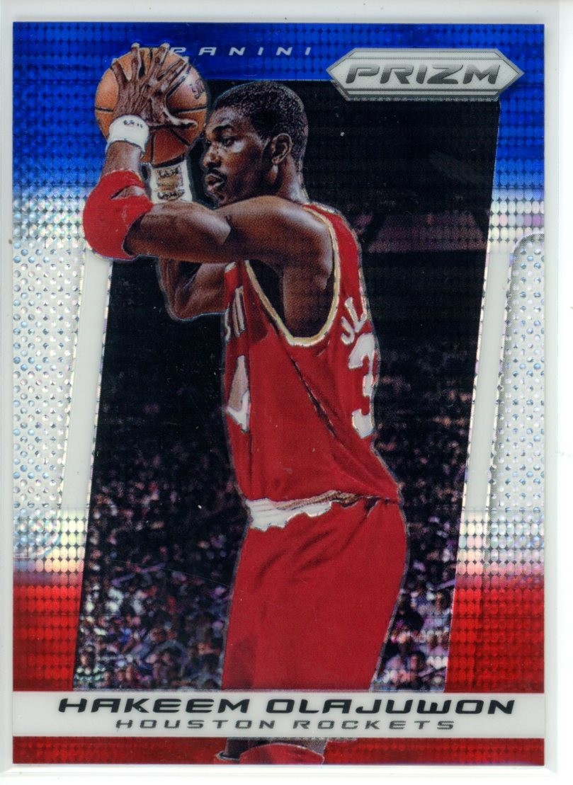 2013-14 Panini Prizm Hakeem Olajuwon Red White & Blue Prizm #82 2013-14 Panini Prizm Hakeem Olajuwon Red White & Blue Prizm #82