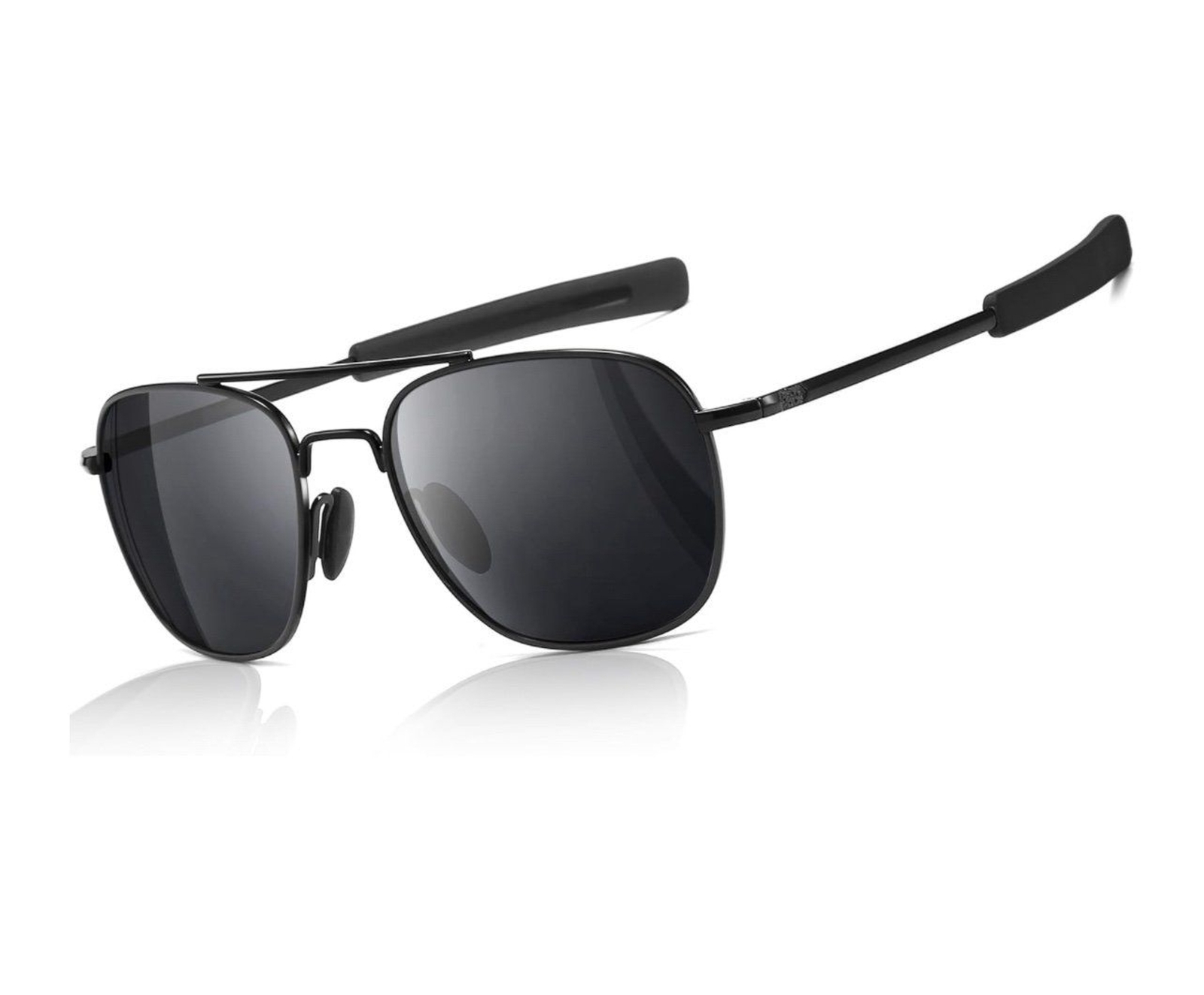 Men\'s Military Style Polarized Pilot Square Sunglasses Bayonet Temples