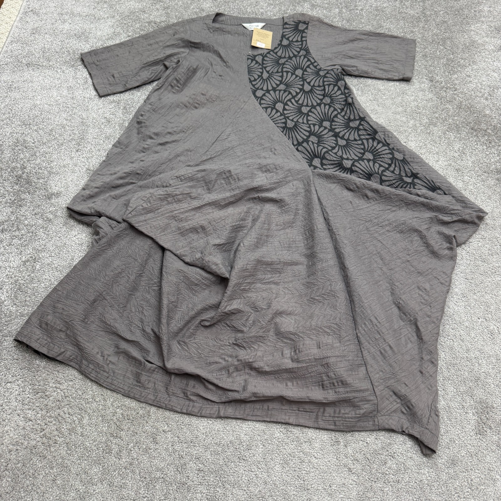 Mao Mam Select Textured Asymmetric A-Line Midi Dress Womens One Size Gray NWT