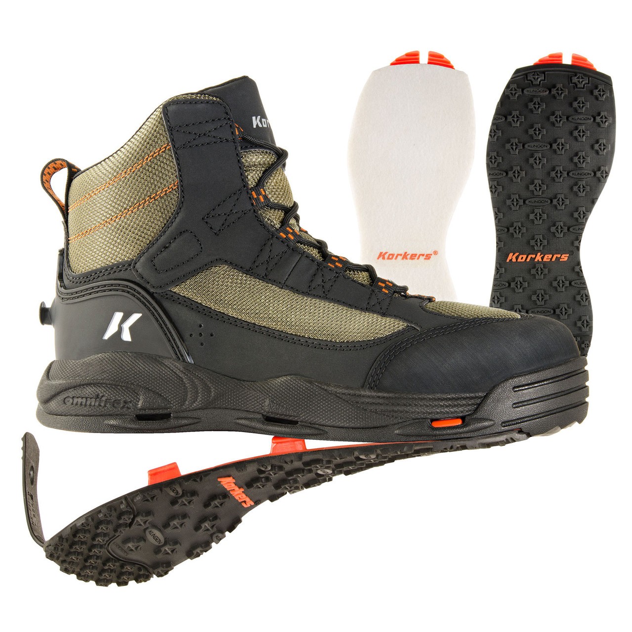 Korkers Greenback Wading Boots Felt & Kling-On - New
