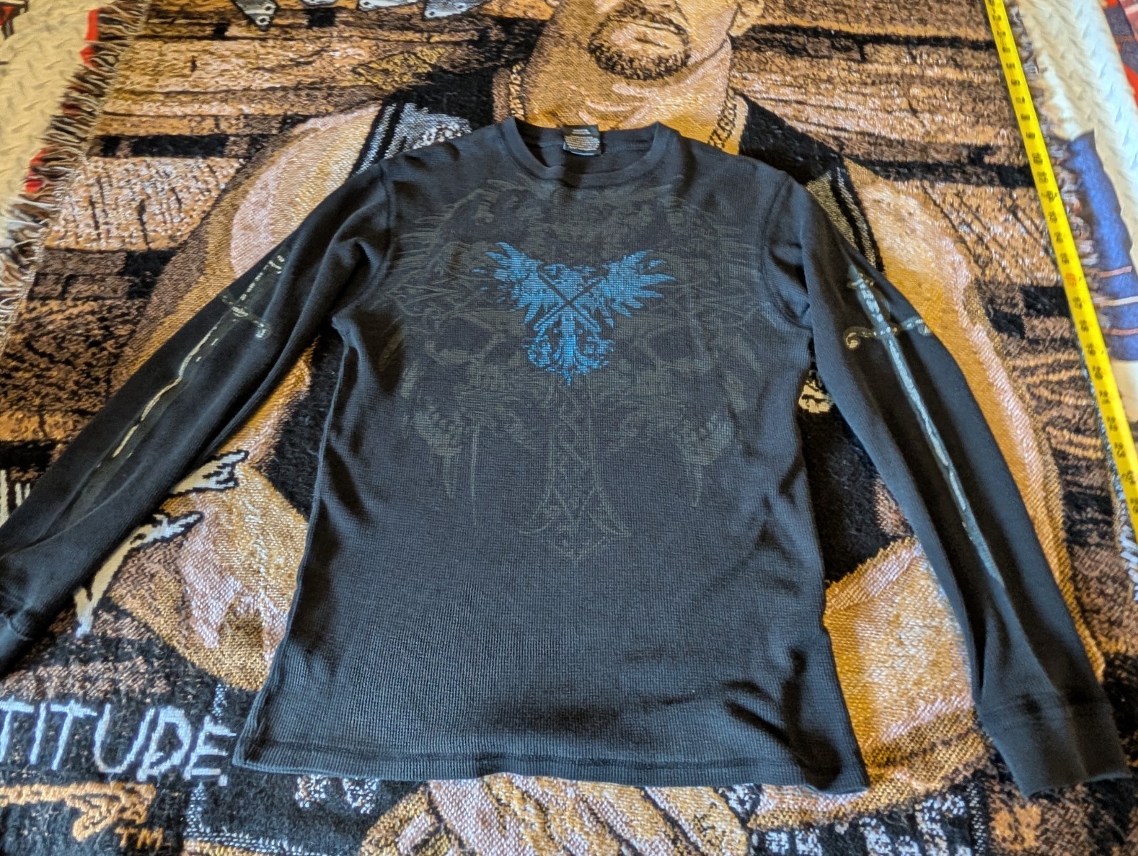 Y2K Vntg MMA Elite Black Long Sleeve Hit Thermal Shirt Mens M Gothic Skull Y2K Vntg MMA Elite Black Long Sleeve Hit Thermal Shirt Mens M Gothic Skull