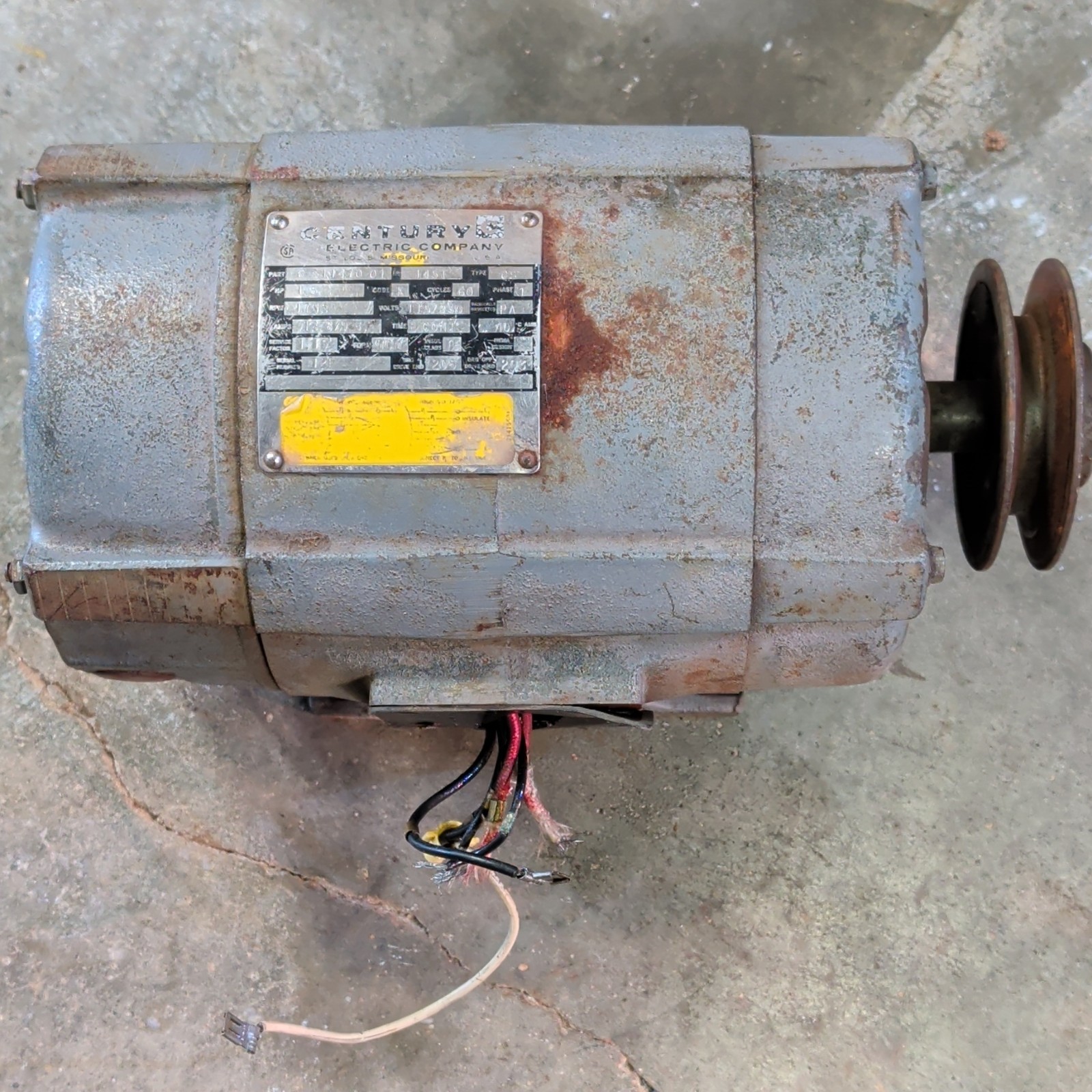 Vintage Century Electric Motor 1.5 HP 1745 RPM 115/230V 1-Phase Frame 145T 
