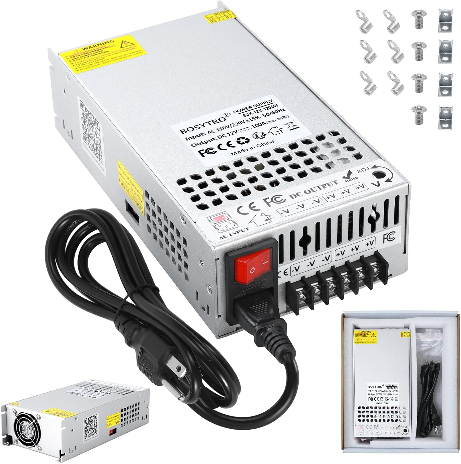 Upgraded 12V Power Supply, 110V to 12V Converter, 1200W 100A Transformer, with P Upgraded 12V Power Supply, 110V to 12V Converter, 1200W 100A Transformer, with P