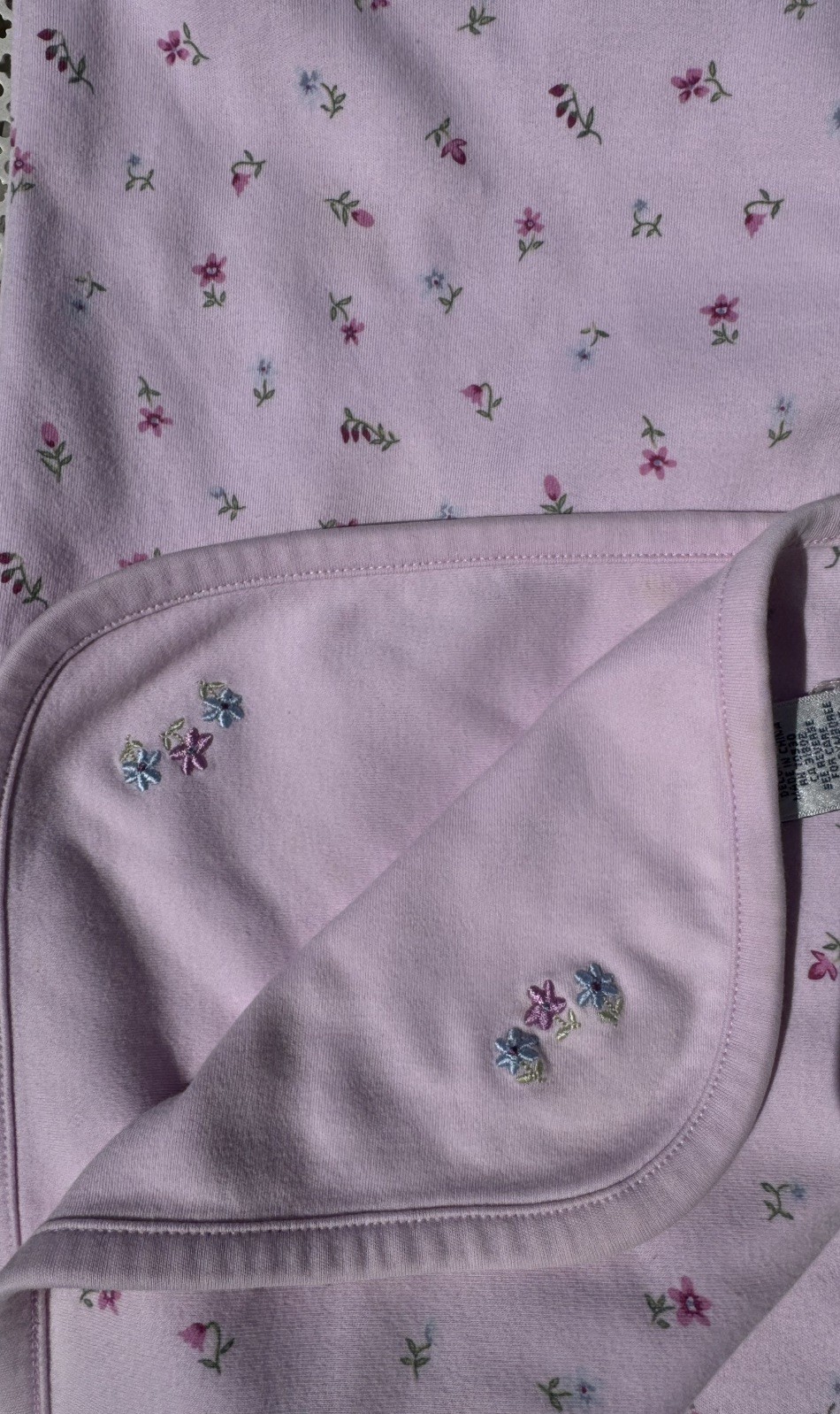 Gymboree Rare Vintage Indigo Baby Blanket 100% Cotton Swaddle Reversible