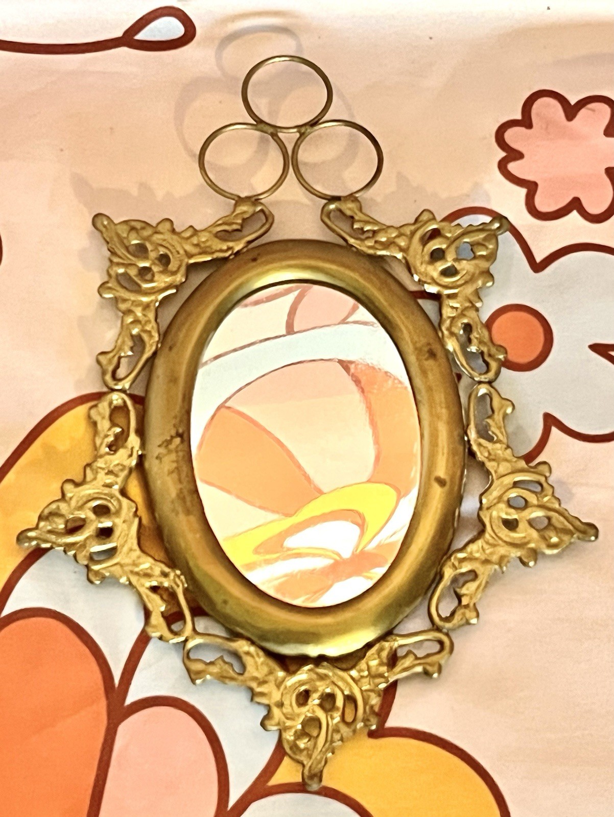Vintage ornate Victorian Style Brass Framed Accent Mirror Vintage ornate Victorian Style Brass Framed Accent Mirror