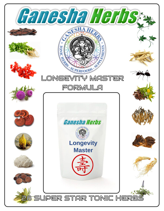 LONGEVITY MASTER ADAPTOGEN FORMULA EXTRACT POWDER 28 SUPER TONIC HERBS 100g.