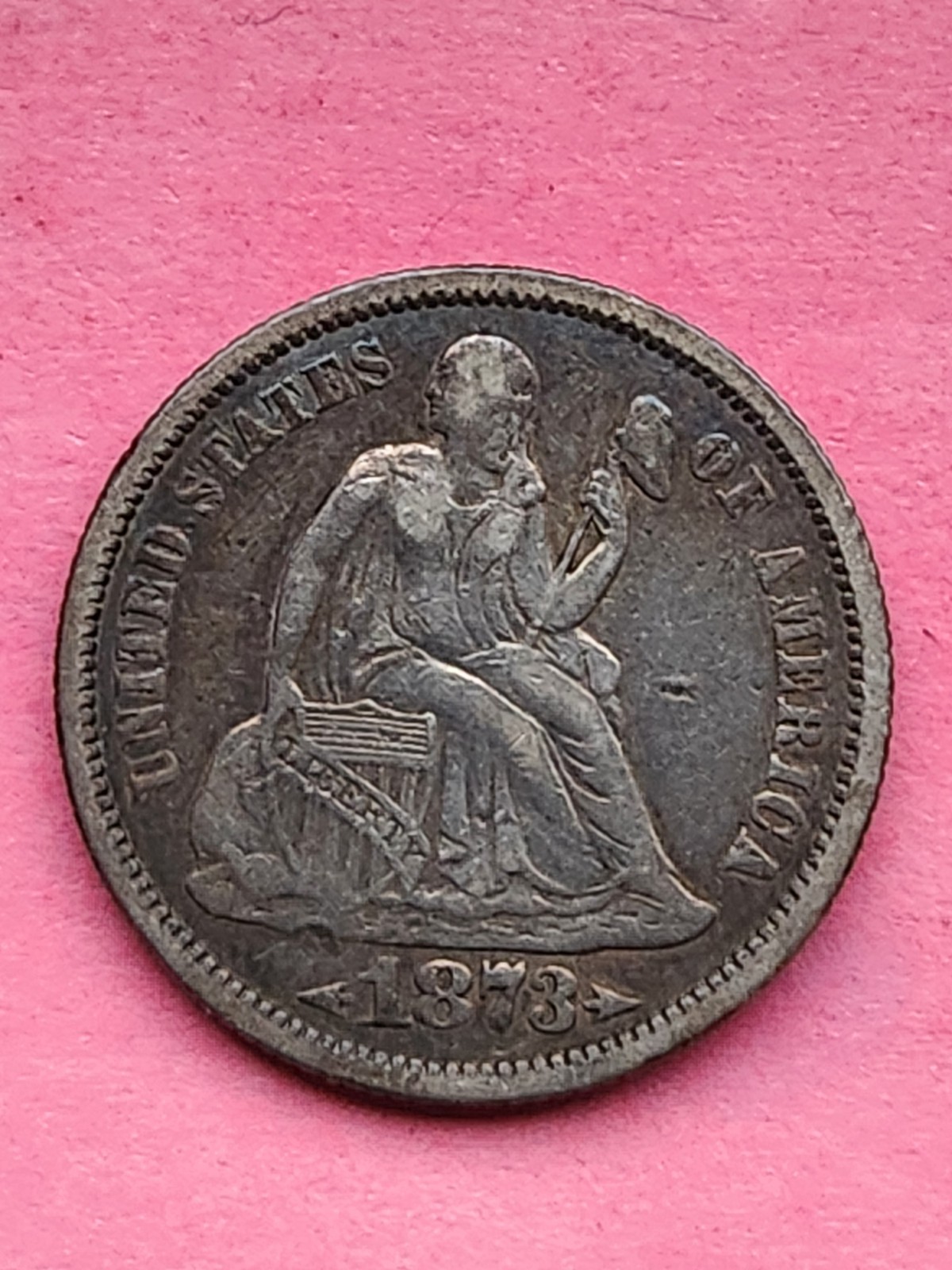 1873 Seated Liberty Dime w Arrows Nice Grade