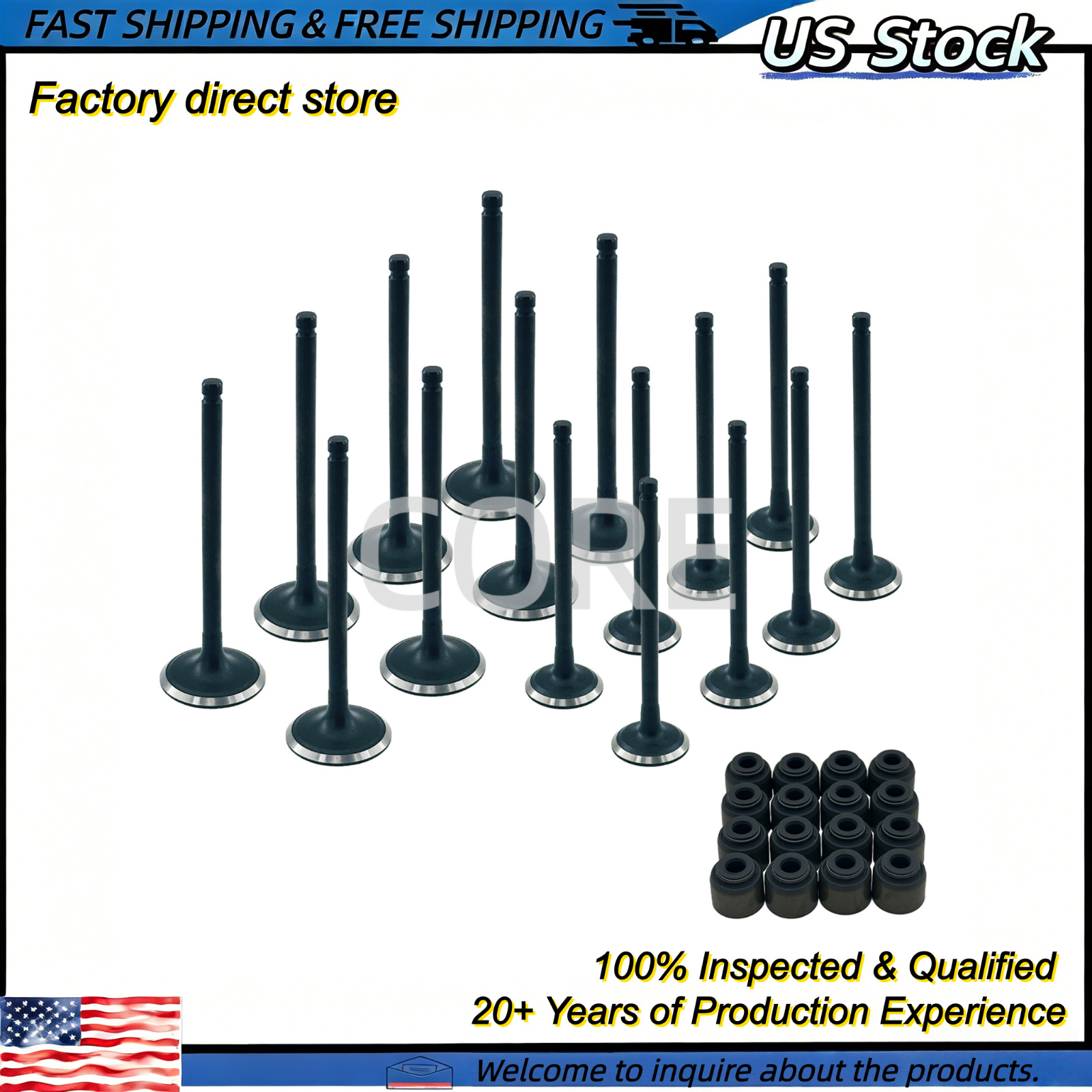 16PCS Engine Intake Valve&Exhaust Valve For 2012-2021 Hyundai Kia 1.4 1.6L Dodge