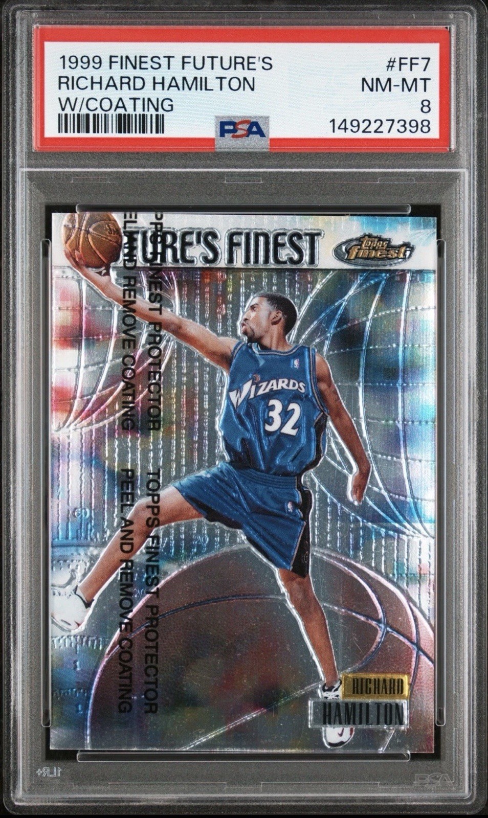 1999 TOPPS FINEST FUTURE\'S W/COATING #FF7 RICHARD HAMILTON 109/750 PSA 8