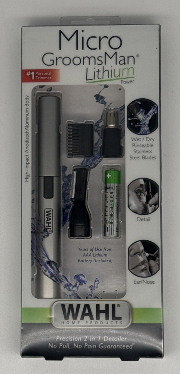 Wahl 5640-1001N Micro GroomsMan Lithium Ion Precision 2 in 1 Detailer SEALED NEW Wahl 5640-1001N Micro GroomsMan Lithium Ion Precision 2 in 1 Detailer SEALED NEW