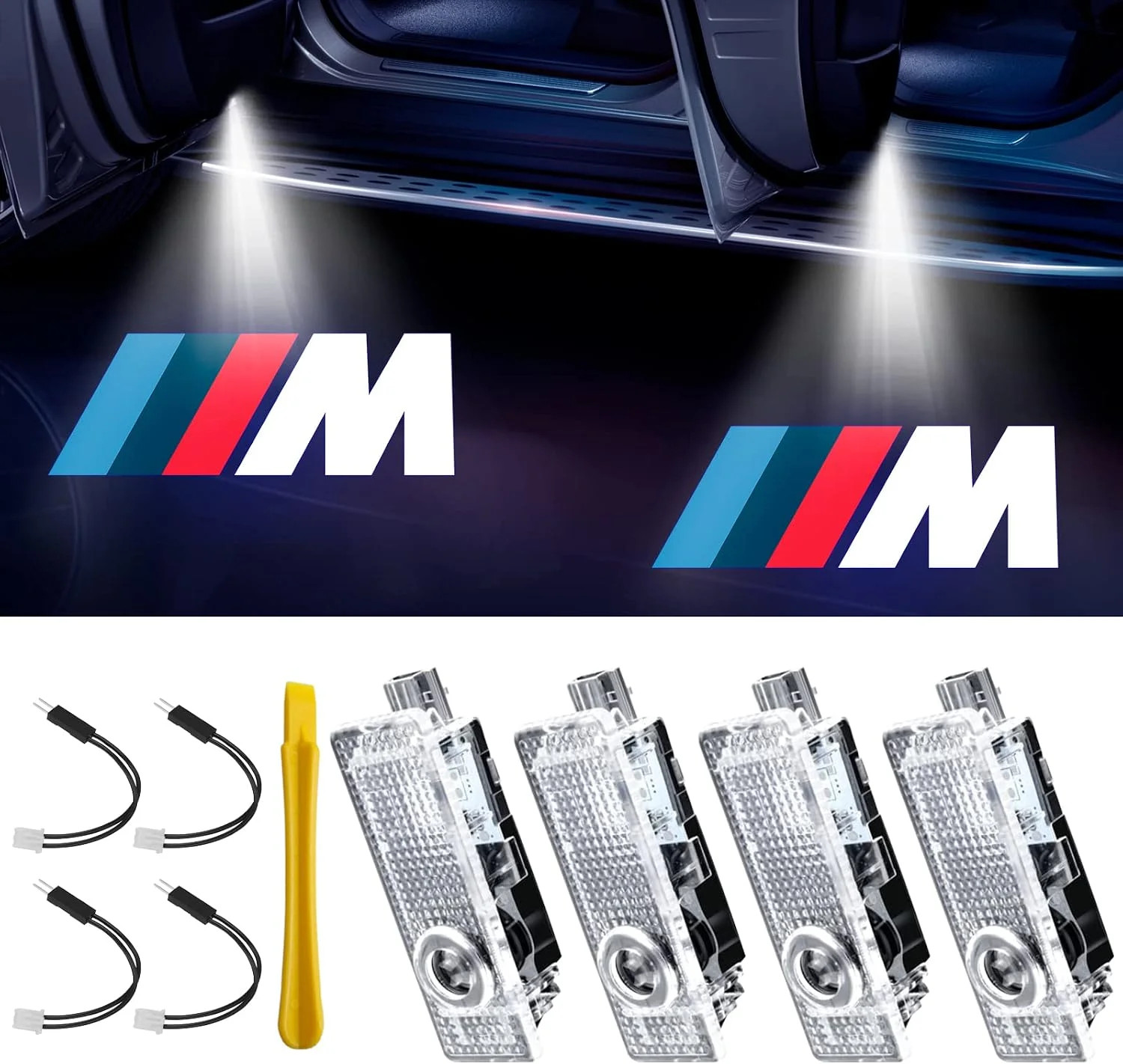 Car Welcome Lights, 4-Pack High-Definition LED Door Lights, Compatible with BMW