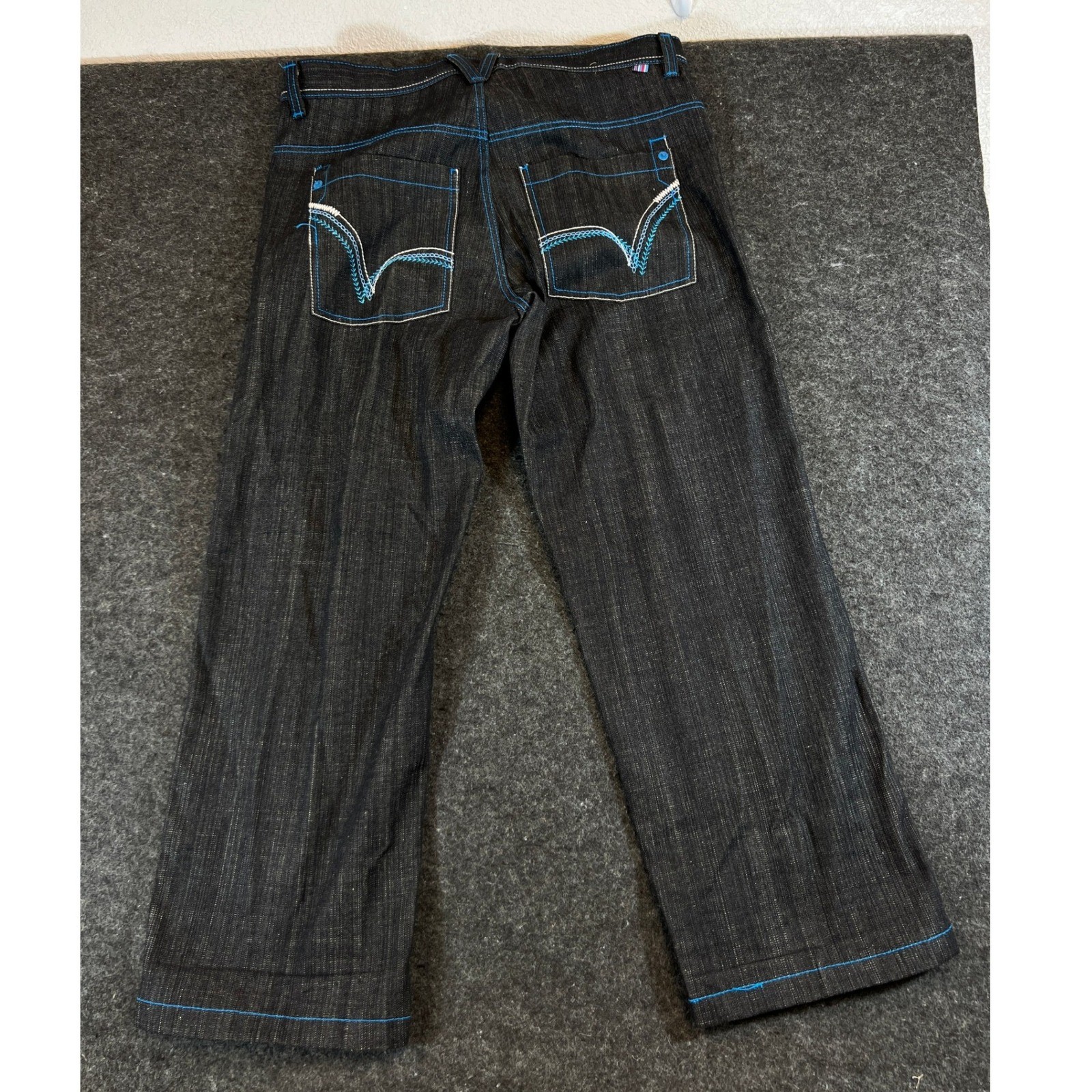5ive Jungle & Co Jeans Mens 36 Dark Wash Blue Contrast Stitch Relaxed Straight 5ive Jungle & Co Jeans Mens 36 Dark Wash Blue Contrast Stitch Relaxed Straight