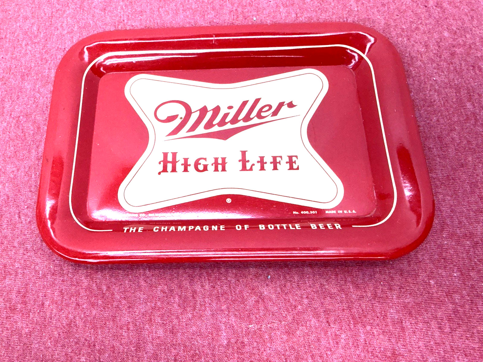 Vintage Miller High Life Beer Tray Red Metal No 400301 6.5x4.5\