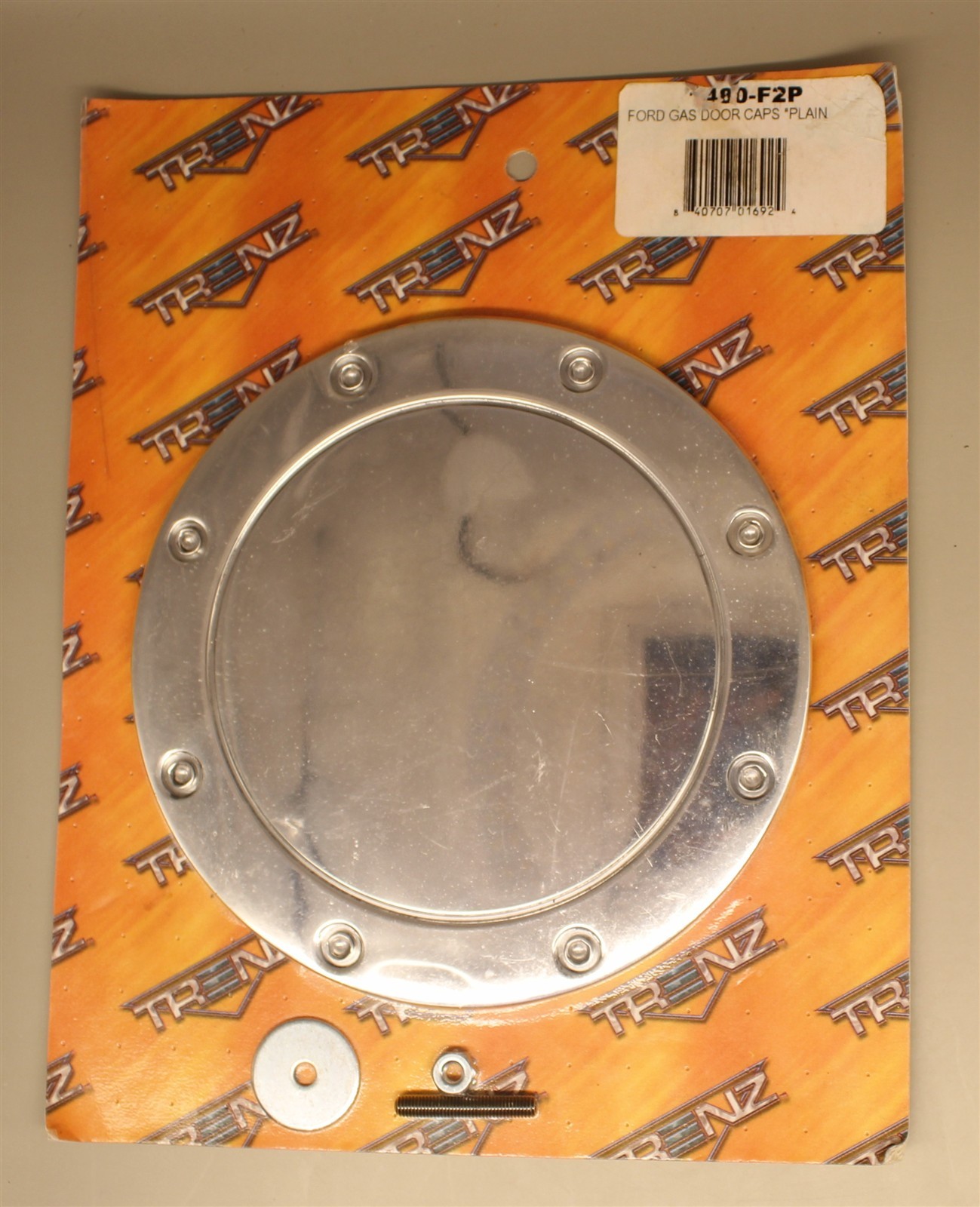 NOS TRENZ BILLET ALUMINUM GAS DOOR CAP OVERLAY 1480-F2P PLAIN POLISHED