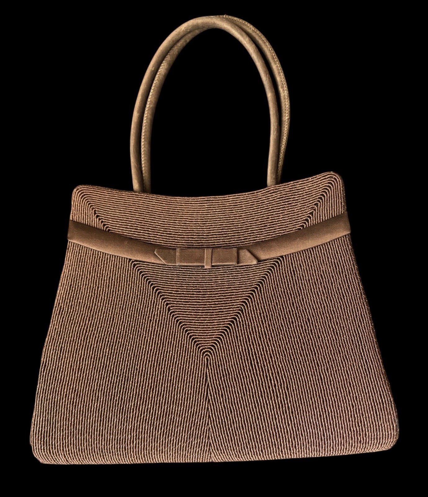 Vtg GUCCI 1940s RARE Women Brown Fabric Purse With ID Holder & Mirror Made Italy