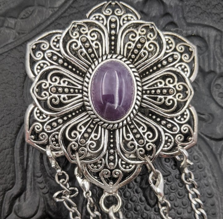 Victorian Filigree Silver Chatelaine with Waist Clip - 6 Stone Options