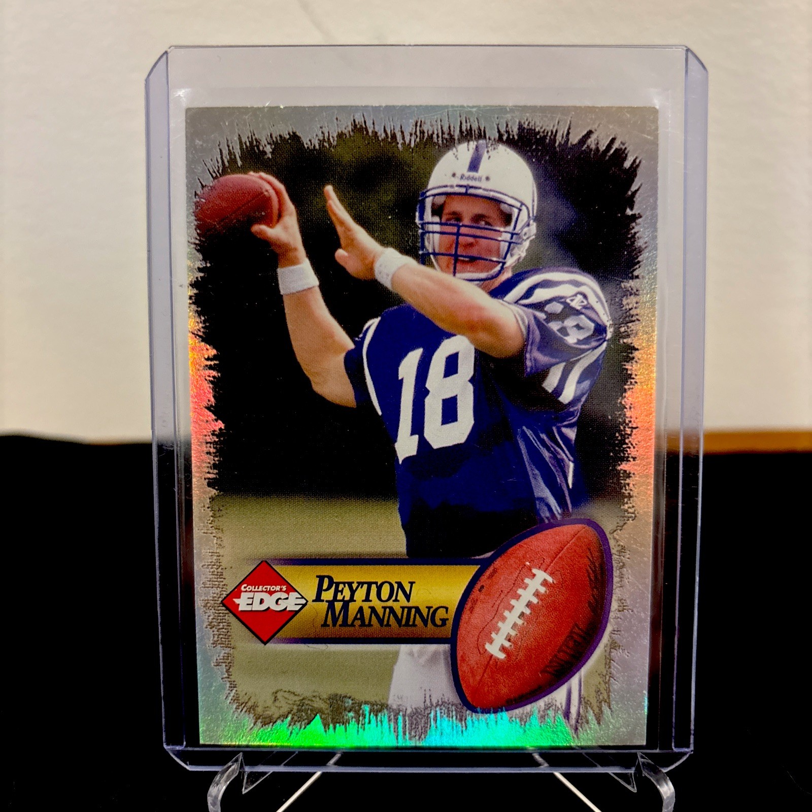 1998 Collector\'s Edge Holo Peyton Manning ROOKIE #4 - Throwing w/ Ball Refractor