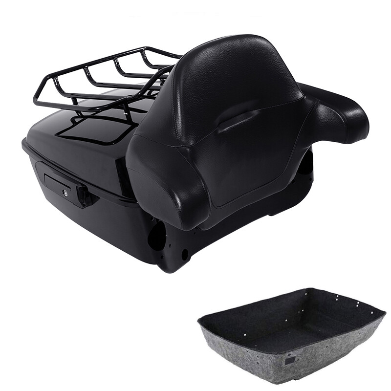 King Trunk Backrest Rack Black Fit For Harley Davidson Touring Road Glide 14-26