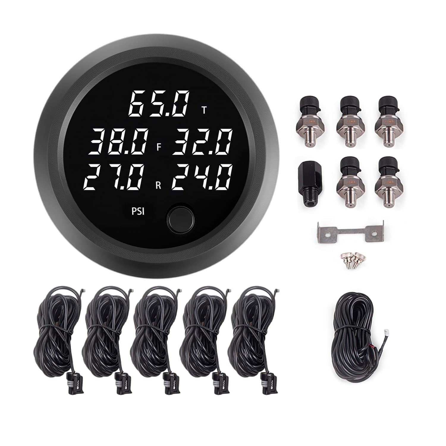 Air Pressure Gauge Five Digital Display 0-232PSI (16BAR) White LED for Air Ride