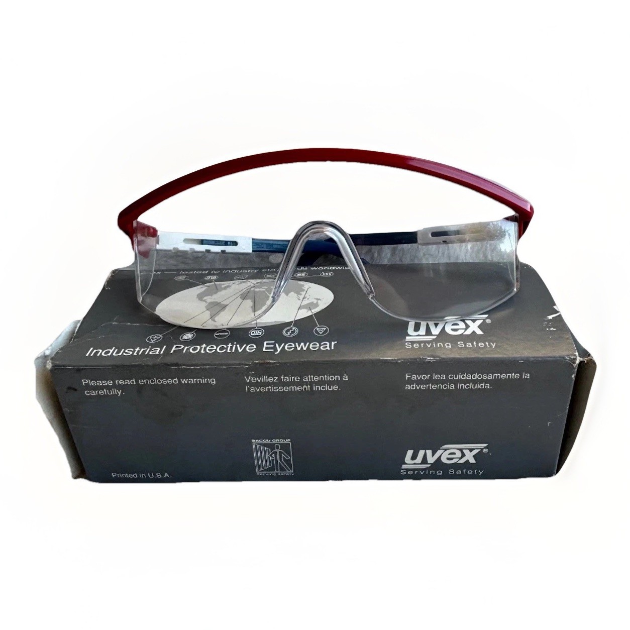 Vintage UVEX Astrospec glasses with patriot frames MADE IN USA in Original Box Vintage UVEX Astrospec glasses with patriot frames MADE IN USA in Original Box
