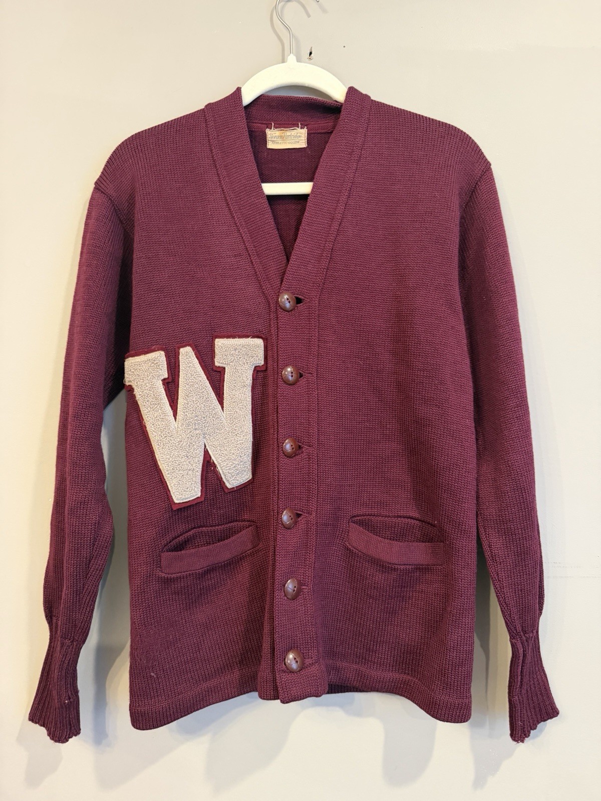 Vintage 50s Horace Partridge Maroon “W” Varsity Sweater Cardigan Medium Vintage 50s Horace Partridge Maroon “W” Varsity Sweater Cardigan Medium